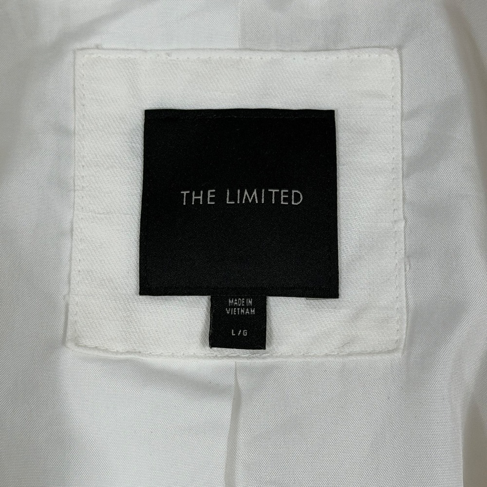 The Limited Size Large White Linen Blend Ruched Sleeve Blazer Jacket - Picture 3 of 8